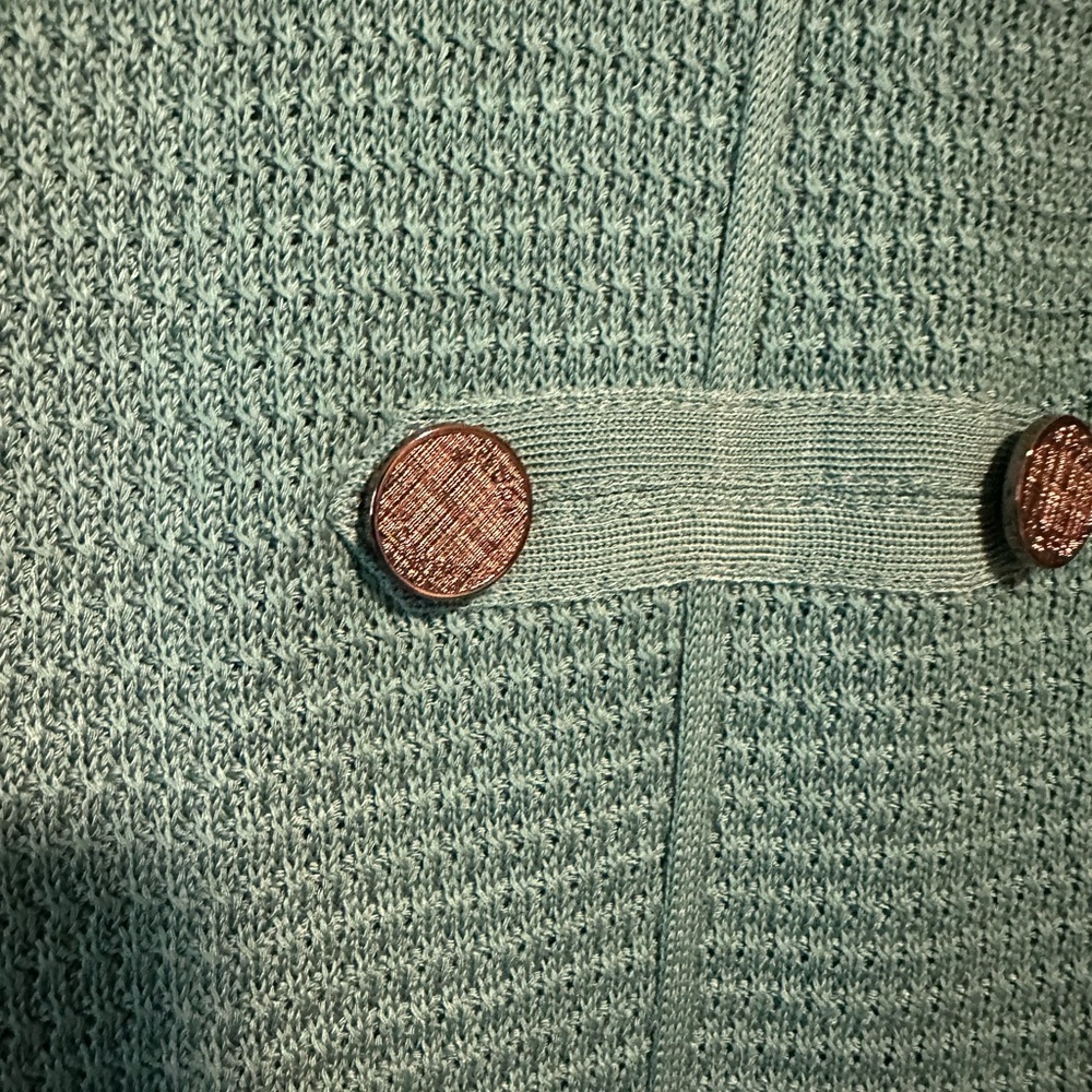 MISOOK Sweater Cardigan Teal Work Career Office Classic‎ Open Front Size Medium - Picture 6 of 6